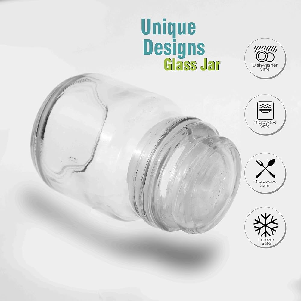 Spice Jar Glass Container With Air Tight Lid Set Of 2