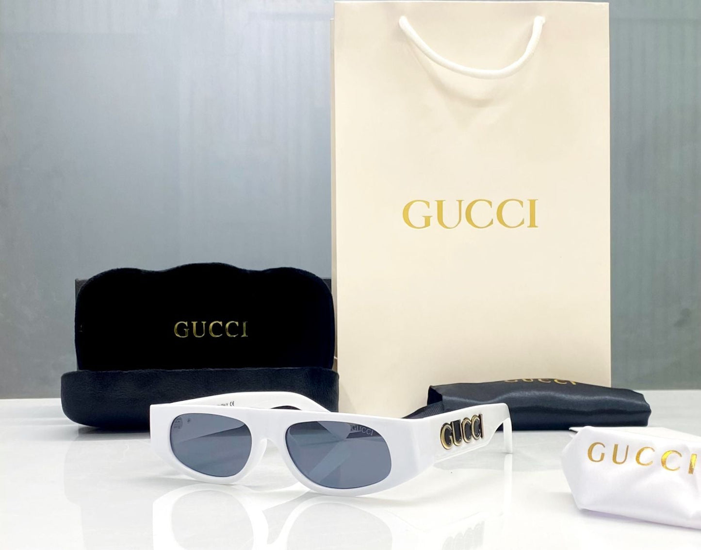 Gucci Runway Rectangular Sunglass In White