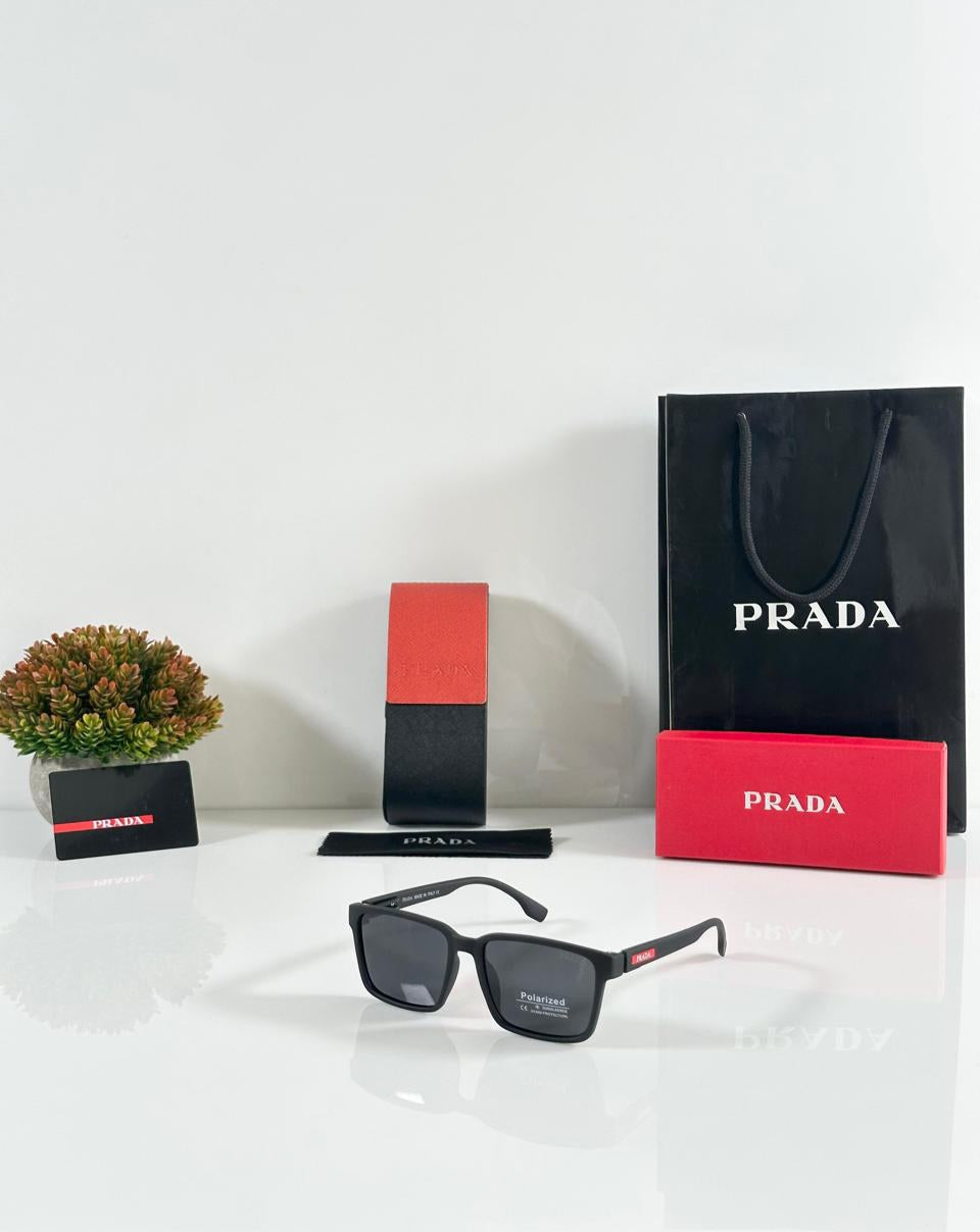 Prada Polarized Square Sunglasses – Black Edition