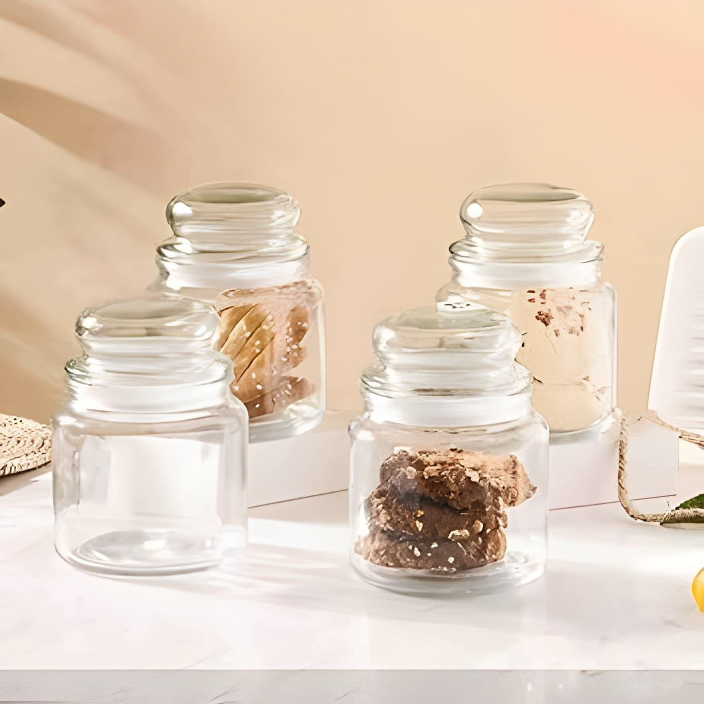 Spice Jar Glass Container With Air Tight Lid Set Of 2