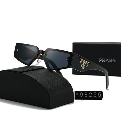 Prada Shield Frame Rectangular Sunglasses – Black Gloss Edition