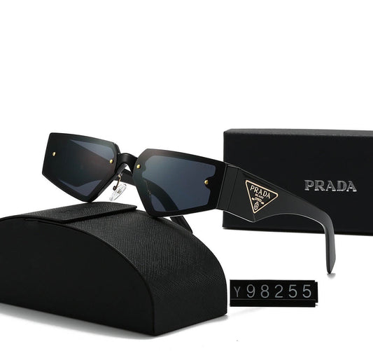 Prada Shield Frame Rectangular Sunglasses – Black Gloss Edition