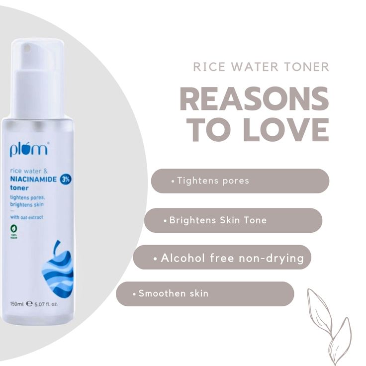 Plum Rice Water & Niacinamide 3% Toner Tightens Pores, Brightens Skin