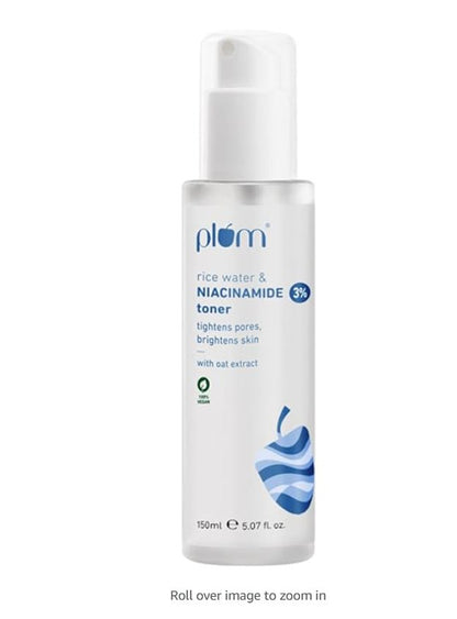 Plum Rice Water & Niacinamide 3% Toner Tightens Pores, Brightens Skin