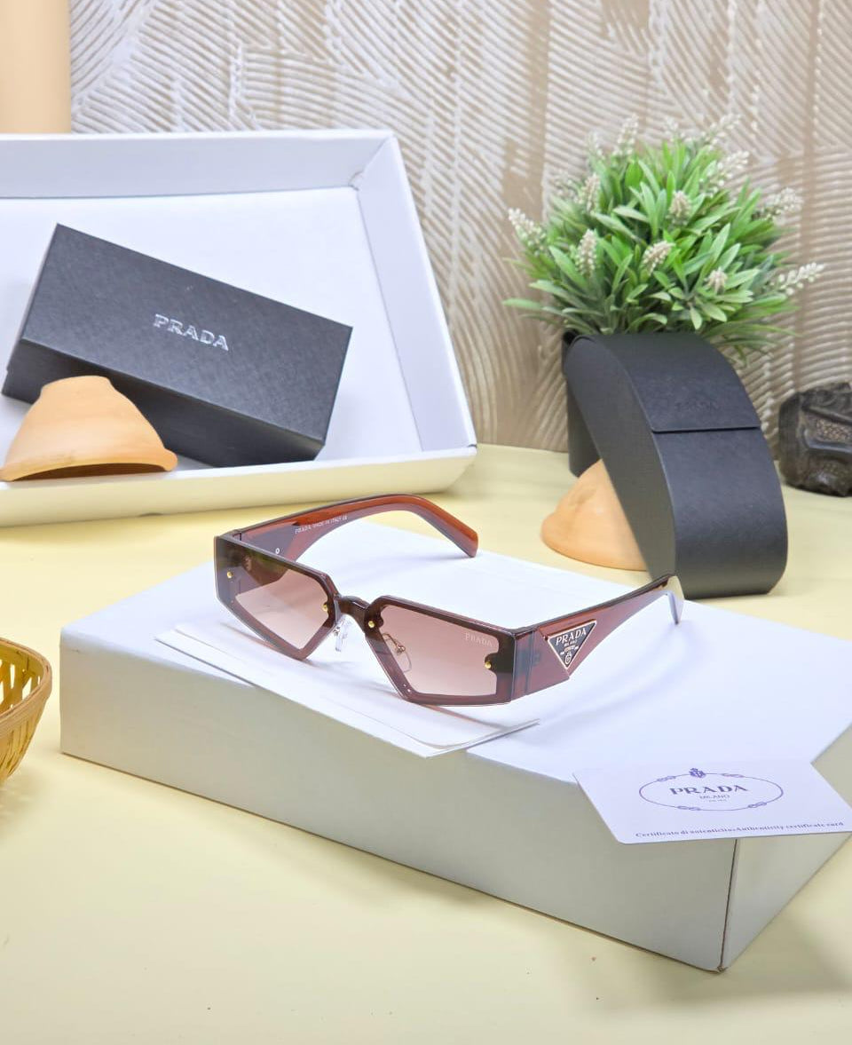 Prada Shield Frame Rectangular Sunglasse
