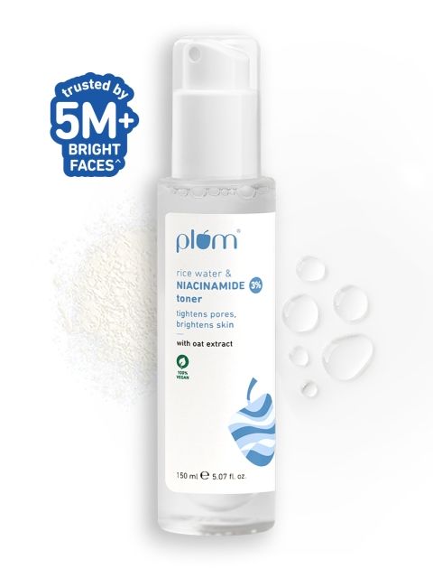 Plum Rice Water & Niacinamide 3% Toner Tightens Pores, Brightens Skin