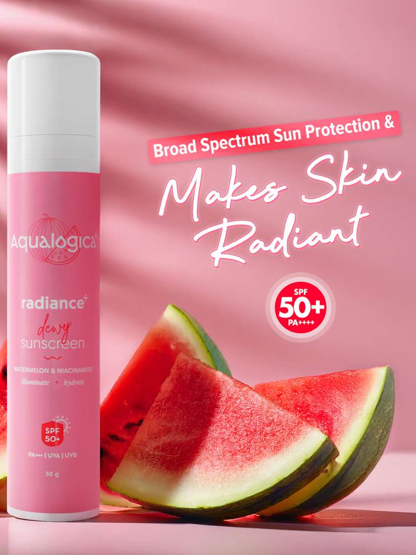 Aqualogica radiance+ dewy sunscreen watermelonm & niacinamide