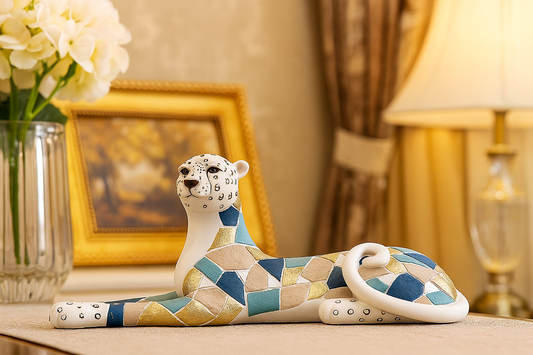 Geometric Mosaic Panther Sculpture