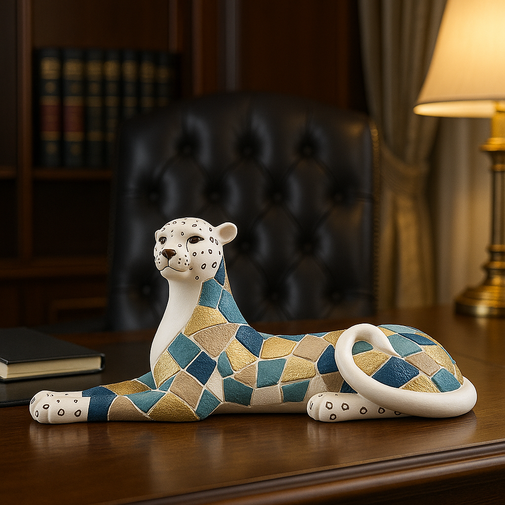 Geometric Mosaic Panther Sculpture