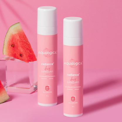 Aqualogica radiance+ dewy sunscreen watermelonm & niacinamide
